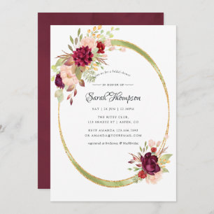 Convite Borgonha-Marsala e Chá de panela Geométrico de Blu