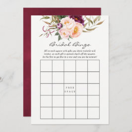 Convite Borgonha - Marsala e Peach Floral Bridal Bingo