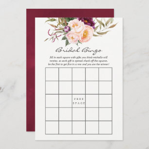 Convite Borgonha - Marsala e Peach Floral Bridal Bingo