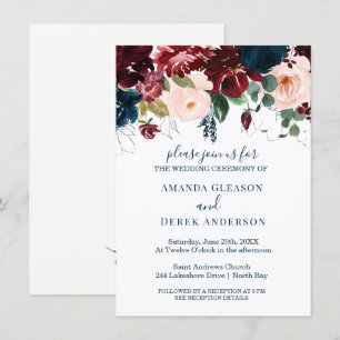 Convite Borgonha, Rosa e Meia-Noite, Azul-Bridal I