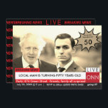 Convite Boris Johnson 50th Birthday Mens Notícias Engraçad<br><div class="desc">50º Aniversário Biden Men's Funny Breaking News TV Gráfico Boris Johnson celebrando um aniversário. As grandes notícias estão a dar-se. Texto totalmente editável e fácil de alterar. Mude a foto e o texto para se adequar à ocasião. Excelente para Formandos, anúncios de casamento, aniversários, notícias de bebês e quase tudo...</div>