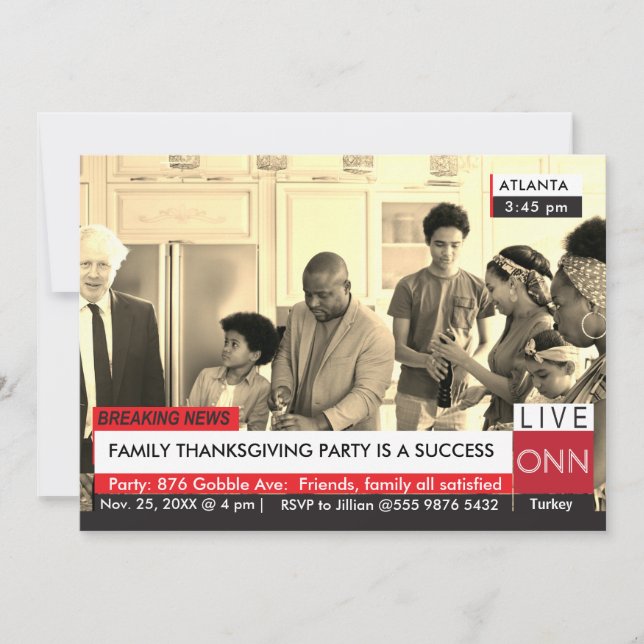 Convite Boris Johnson Ação de Graças Breaking TV News Valu (Frente)