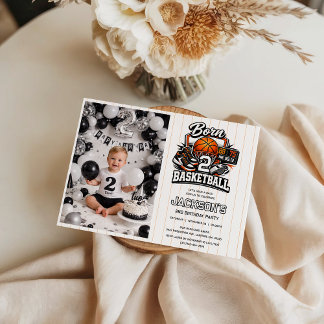 Convite Born 2 Basketball Sports Themed Boy 2nd Birthday 