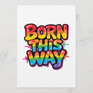 Convite Born This Way – Bold Rainbow Pride Quote for LGBTQ