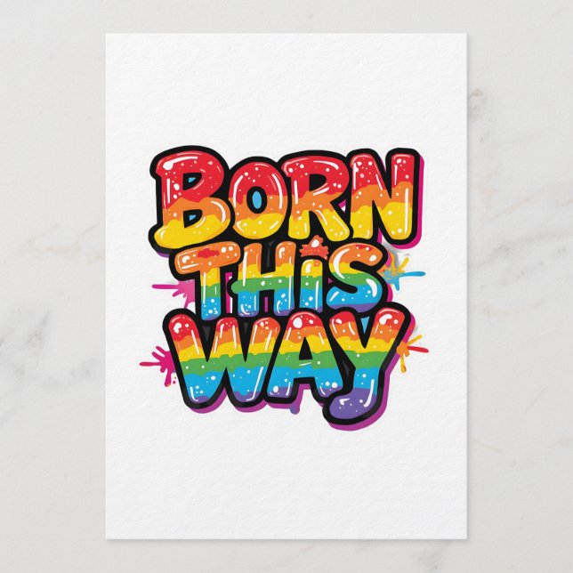 Convite Born This Way – Bold Rainbow Pride Quote for LGBTQ (Frente)