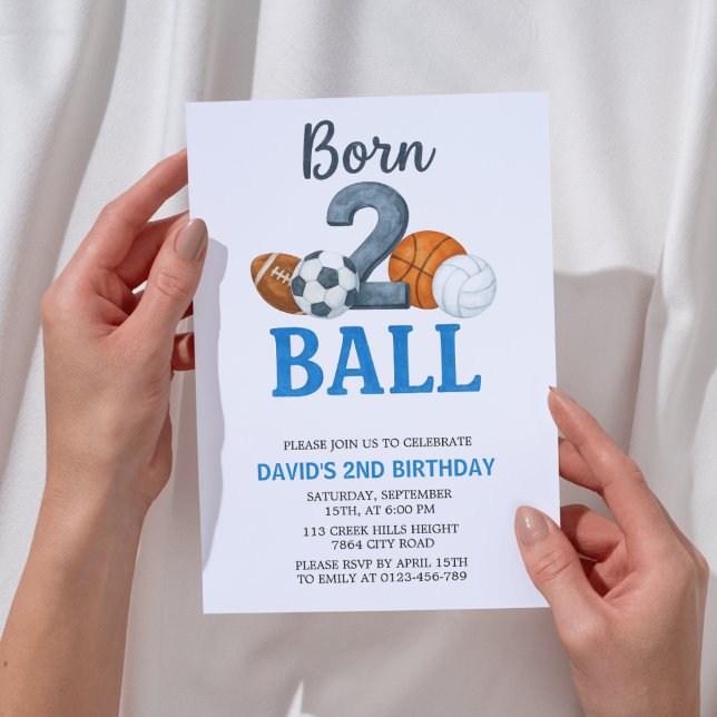 Convite Born To Ball Sports Second Birthday  (Criador carregado)