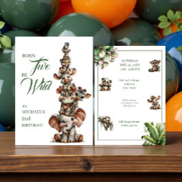 Convite Born Two Be Wild Baby Safari Birthday Party