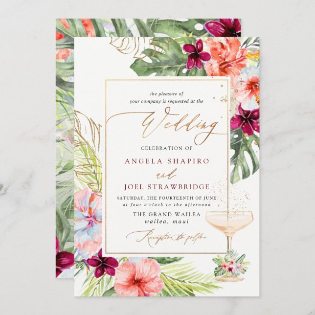 Convite Borracha de Paraíso Tropical H2 PixDezines (Frente/Verso)