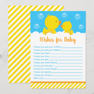 Convite Borracha Ducky Amarelo e Azul Desejos para Bebê