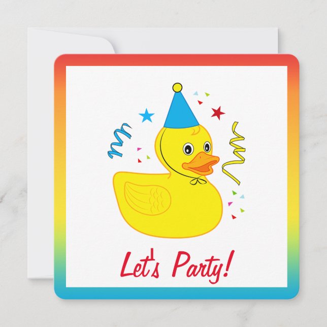 Convite Borracha Ducky com Festa de aniversário de chapéu (Frente)