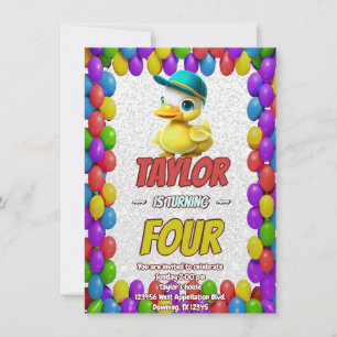 Convite Borracha Pato Cute Personalizado Aniversário Convi