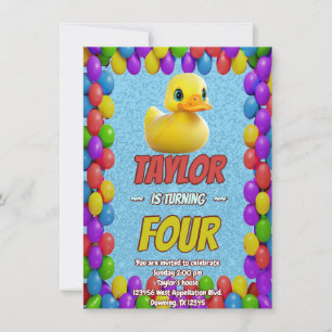Convite Borracha Pato Cute Personalizado Aniversário Convi