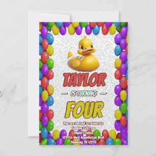 Convite Borracha Pato Cute Personalizado Aniversário Convi