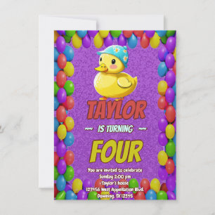 Convite Borracha Pato Cute Personalizado Aniversário Convi