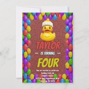 Convite Borracha Pato Cute Personalizado Aniversário Convi