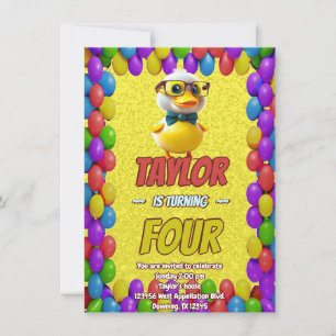 Convite Borracha Pato Cute Personalizado Aniversário Convi