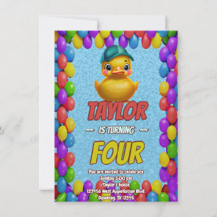 Convite Borracha Pato Cute Personalizado Aniversário Convi