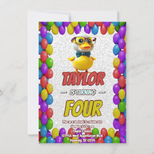 Convite Borracha Pato Cute Personalizado Aniversário Convi