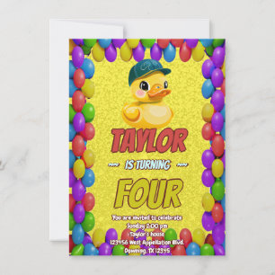 Convite Borracha Pato Cute Personalizado Aniversário Convi