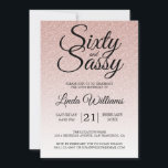 Convite Borracha rosa 60 e 60 anos Sassy<br><div class="desc">Comemore a fazer 60 anos em estilo com este moderno design de 60 anos em um fundo brilhante, cor-de-rosa, um convite chic de 60 anos que você pode simplesmente personalizar e enviar para a sua sexagésima festa de festa de aniversário. As palavras sessenta e sassy são definidas usando a escrita...</div>