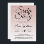 Convite Borracha rosa 60 e 60 anos Sassy<br><div class="desc">Comemore a fazer 60 anos em estilo com este moderno design de 60 anos em um fundo brilhante, cor-de-rosa, um convite chic de 60 anos que você pode simplesmente personalizar e enviar para a sua sexagésima festa de festa de aniversário. As palavras sessenta e sassy são definidas usando a escrita...</div>