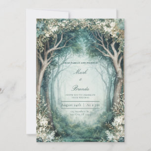 Convite Bosque de Casamento Etéreo e Nebuloso