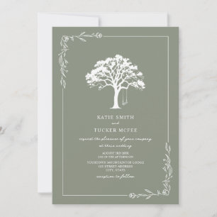 Convite Bosque Floresta Árvore Balanço Sage Verde Casament