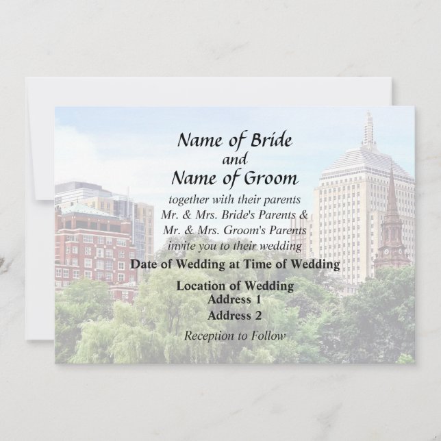Convite Boston MA - Vista do Boston Public Garden (Frente)