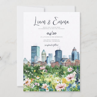Convite BOSTON Massachusetts Skyline Wedding Invitation
