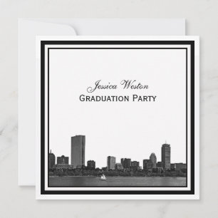 Convite Boston Skyline Etch Frame Festa de formatura