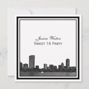 Convite Boston Skyline Etch Frame Sweet 16