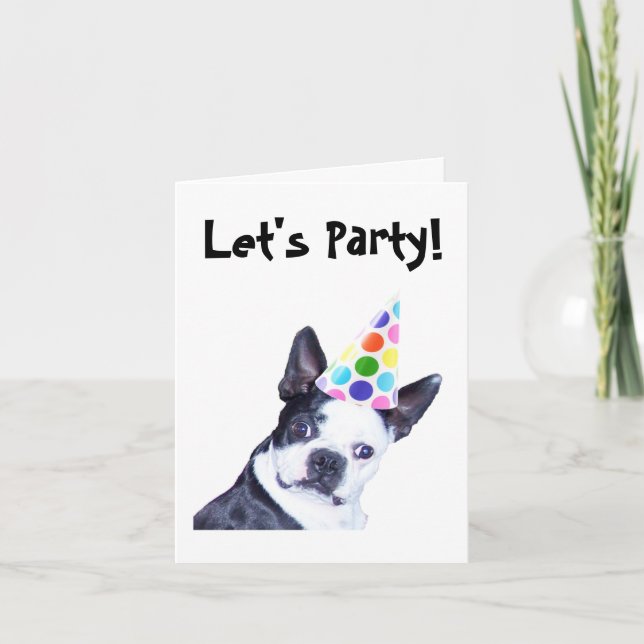 Convite Boston Terrier Birthday Party Invitation (Frente)