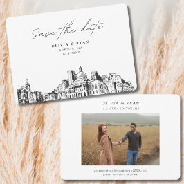 Convite Boston Wedding Modern Salve a Data