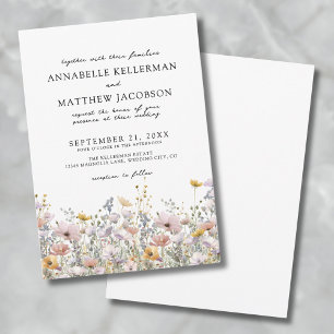 Convite Botânica Aquarela de Flores Silvestres Casamento F