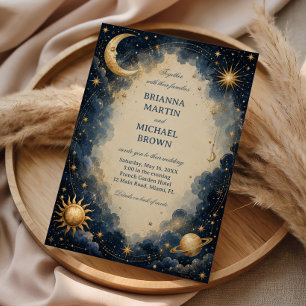 Convite Botânica Cósmica Vintage Celestial