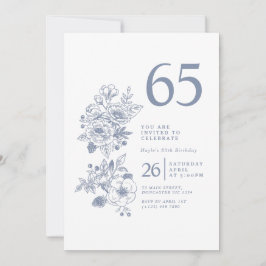 Convite Botânica de flor selvagem poeirento azul 65.o aniv