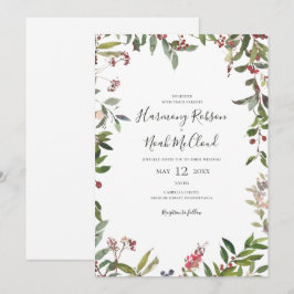 Convite Botânica de Natal | Casamento Casual Branco