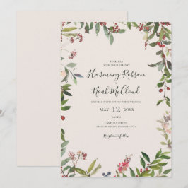 Convite Botânica de Natal | Casamento Casual de Champanhe