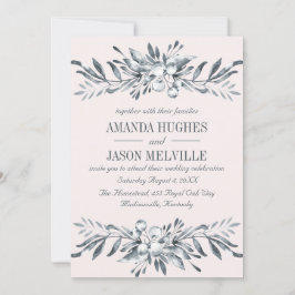 Convite Botânica de prata | Ferida-coral de casamento PINK