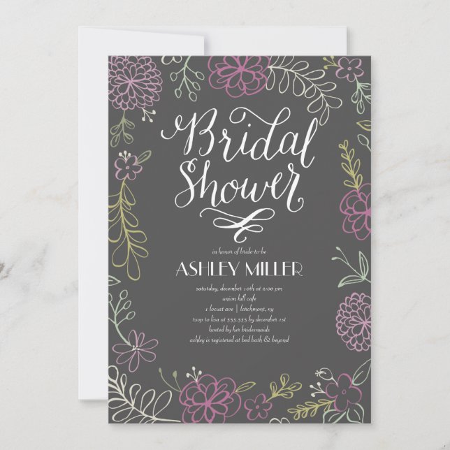 Convite Botânica desenhada à mão | Chá de panela (Frente)