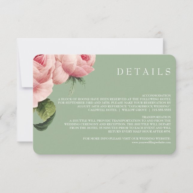 Convite Botânica | Detalhes do Casamento vintage de sábio  (Frente)