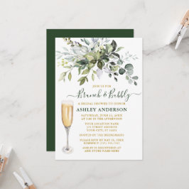 Convite Botânica em Aquarela Verde Dourado Brunch Bebida E