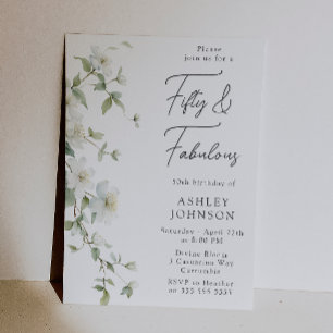 Convite Botânica floral Cinquenta & Fabuloso Aniversário d