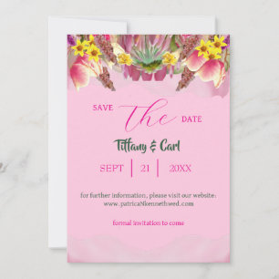 Convite Botânica Floral Garden Pink Salvar-A-Data