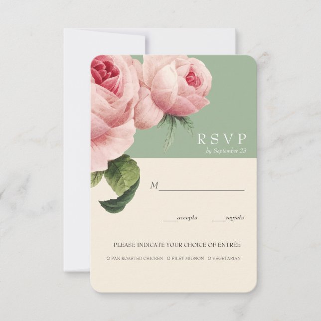 Convite Botânica | Opção de refeição RSVP de Casamento vin (Frente)