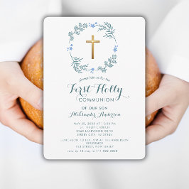 Convite Botânica Wreath First Holly Communion