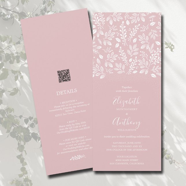 Convite Botanical All In One Dusty Rose Wedding Invitation (Criador carregado)