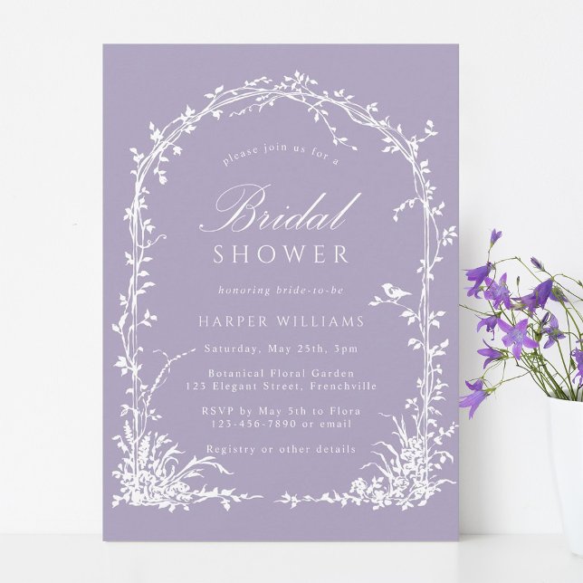 Convite Botanical Arch Garden Lavender Bridal Shower (Criador carregado)