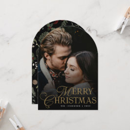 Convite Botanical Arch Photo Merry Christmas Holiday Card