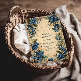 Convite Botanical Blueberry Floral Baby Shower